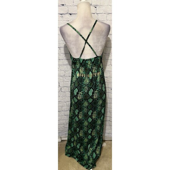NWT Vintage Apple Bottoms Snake Print Green & Black Maxi Dress. Size Large - Picture 4 of 10